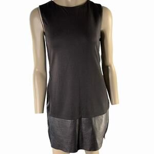Ted Baker Women Sleeveless Leather Trim Shift Dress US Size 6 Ted Baker 2 Black